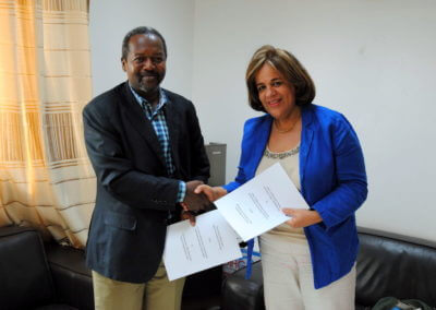 MoU signing between, CNIA’s DG Dr. Traore, and We-Empower President, Mrs. Noubia Gribi in the presence of Secretary General, Ministry of Livestock and Fishery