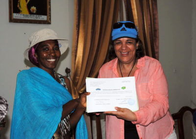 Fig 7. We-Empower President Noubia Gribi handed certificates to the participants of the training
