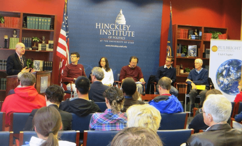 Fig 2. As a Fulbright Ambassador, Dr Mushtaq Memon delivered presentation and participated in panel discussion about the Fulbright program at University of Utah, Salt Lake City in 2014
