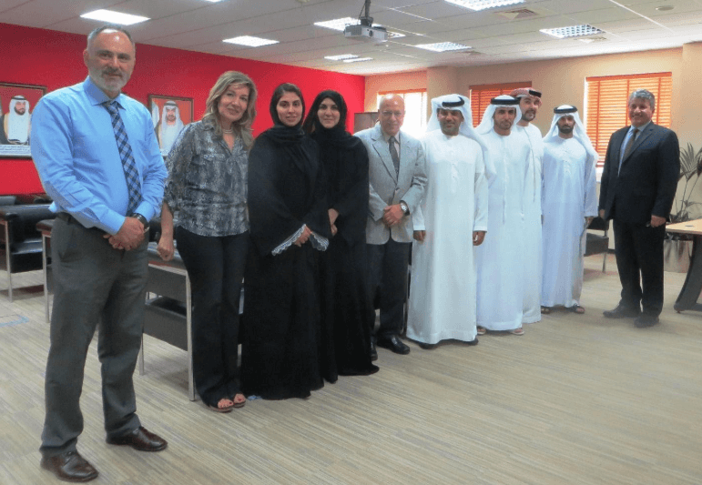 Fig 3. Dr Memon (middle in grey jacket) with faculty and administrators of the Higher Colleges of Technology, United Arab Emirates during his first Fulbright Specialist assignment in 2013 to assist in determining the need for establishing a new veterinary program in the country