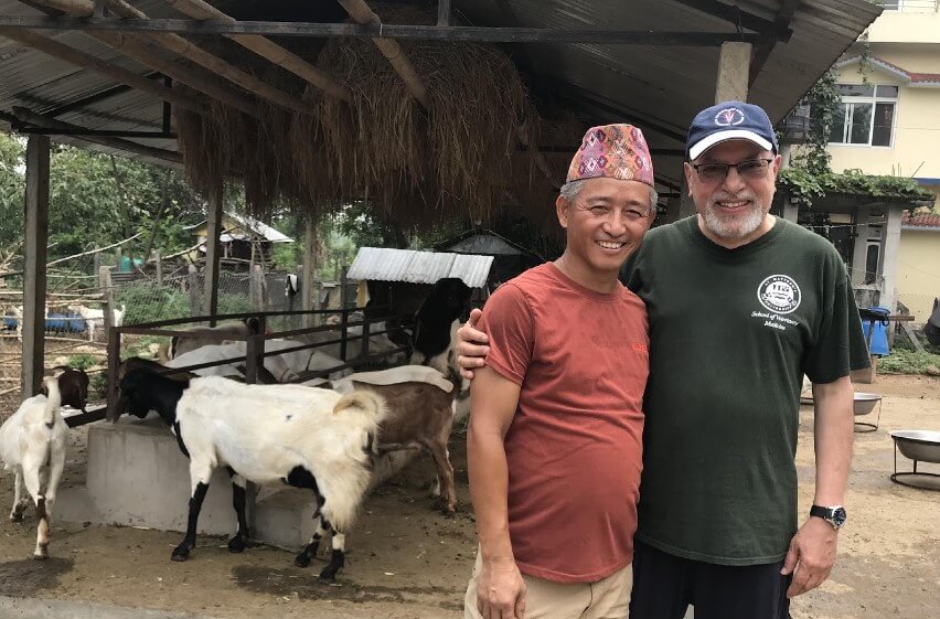 Fig. 6 Prof. Memon with Mr. Buddhi Bahadur Gurung, owner of a private goat farm